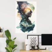 Surreal Waterverf Illustration Poster (Thuiskantoor)