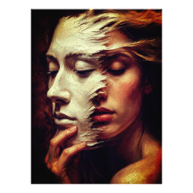 Surreal Woman Portrait with Painted Mask