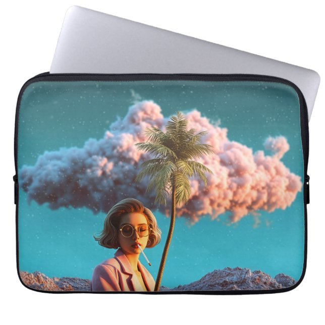 Surreal Woman with Palm Tree Laptop Sleeve (Voorkant)