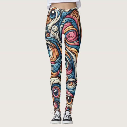 Surrealisme thema Patroon Leggings (Voorkant)