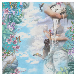 Surrealisme Wallpaper met S Dali klok Stof