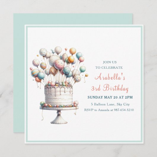 Surrealist, Schattigee ballonnen en verjaardagstaa Kaart (Voorkant / Achterkant)