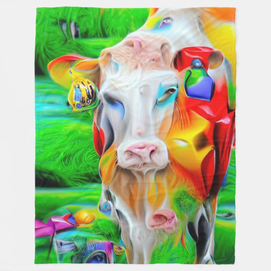 Surrealistisch Boerderij Art Fleece Deken (Voorkant)