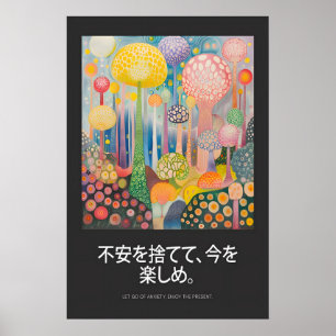 Surrealistisch bos kunstprint psychedelisch Japans Poster