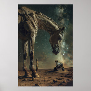Surrealistisch Brons Poster met Dali Horse en Gig