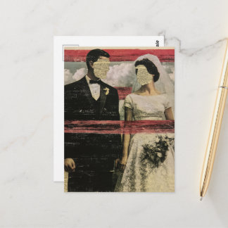 Surrealistisch bruidspaar zonder gezichten collage briefkaart