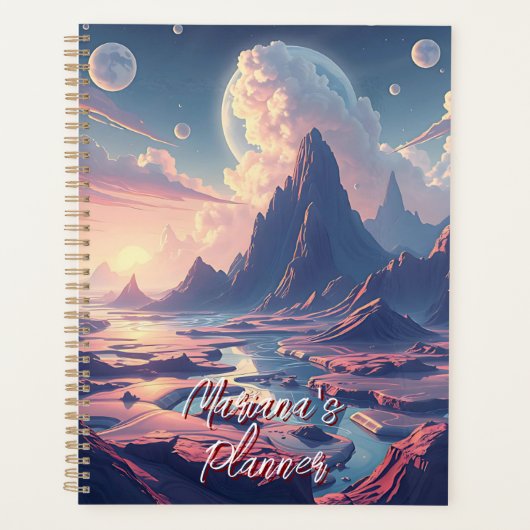 Surrealistisch buitenaards landschap gepersonalise planner (Voorkant)