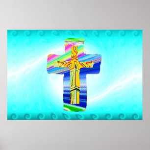 Surrealistisch christelijk kruis poster