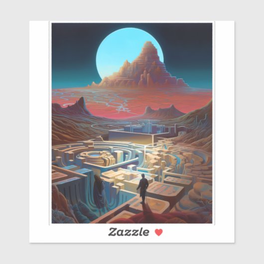 Surrealistisch doolhof landschap sticker (Vel)