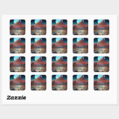 Surrealistisch doolhof landschap vierkante sticker (Vel)