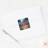 Surrealistisch doolhof landschap vierkante sticker (Envelop)
