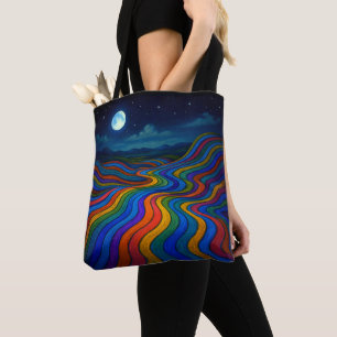 Surrealistisch Dreamscape Maanlicht Regenboogland Draagtas