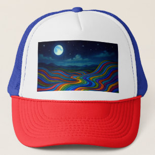 Surrealistisch Dreamscape Maanlicht Regenboogland Trucker Pet