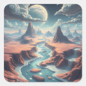 Surrealistisch etherisch landschap | magische were vierkante sticker (Voorkant)