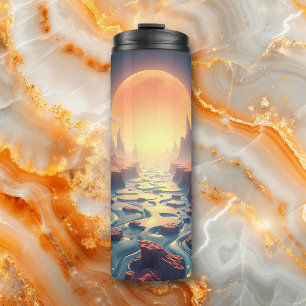 Surrealistisch etherisch landschap   Volle maan bo Thermosbeker