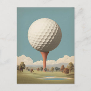 Surrealistisch golfbal landschap briefkaart