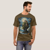 Surrealistisch gotisch kasteel schedel T-shirt (Voorkant volledig)