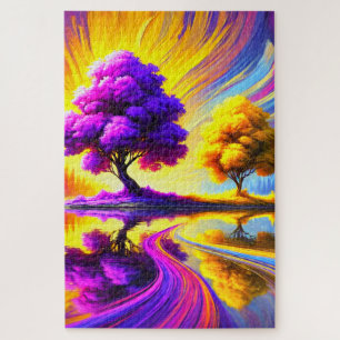 Surrealistisch Kleurrijk Boomlandschap Legpuzzel