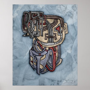 Surrealistisch kubistisch nachtmerrie portret Post Poster