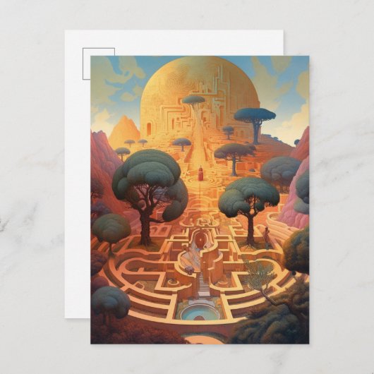 Surrealistisch landschap maakt kunst briefkaart (Voorkant / Achterkant)