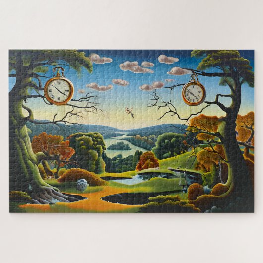 Surrealistisch landschap met klokken en meer legpuzzel (Horizontaal)