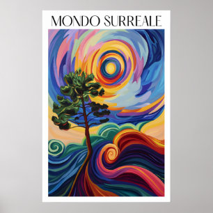Surrealistisch landschapskunstprint Levendige boom Poster