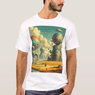 Surrealistisch levendig retrofuturistisch wonderla t-shirt
