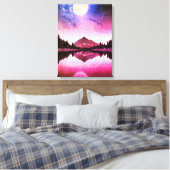 Surrealistisch nachtlandschap bergen onder de maan canvas afdruk (Insitu (Slaapkamer))