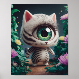 Surrealistisch One Eyed Zebra Kat Poster