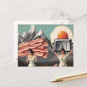 Surrealistisch ontbijt dames in de bergen briefkaart