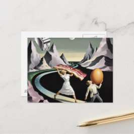 Surrealistisch ontbijt mensen briefkaart