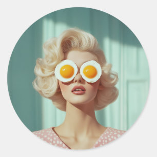 Surrealistisch ontbijt Mode Portret Ronde Sticker