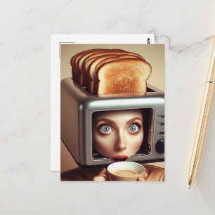 Surrealistisch ontbijt vrouw briefkaart