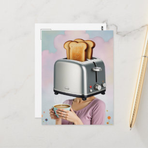 Surrealistisch ontbijt Vrouw Broodrooster Hoofd Briefkaart
