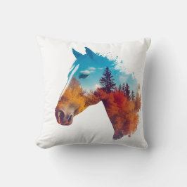 Surrealistisch paard in het herfstbos kussen