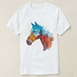 Surrealistisch paard in het herfstbos t-shirt