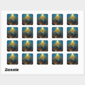 Surrealistisch paleislandschap vierkante sticker (Vel)