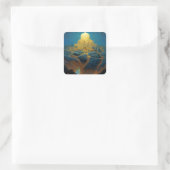 Surrealistisch paleislandschap vierkante sticker (Tas)