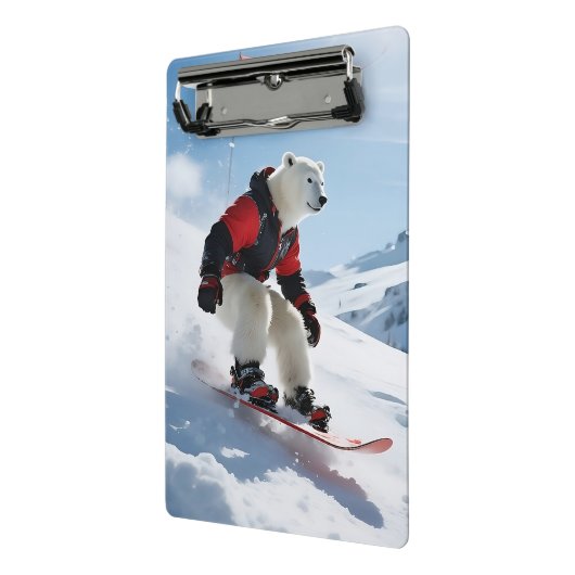 Surrealistisch Polar Beer Snowboarden Winteravontu Mini Klembord (Angled2)