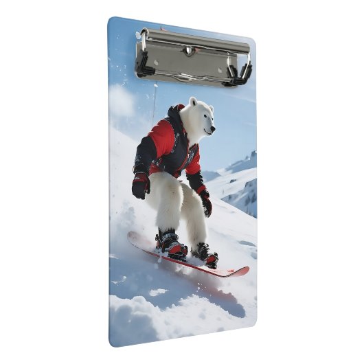 Surrealistisch Polar Beer Snowboarden Winteravontu Mini Klembord (Schuin)