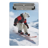 Surrealistisch Polar Beer Snowboarden Winteravontu Mini Klembord (Voorkant)
