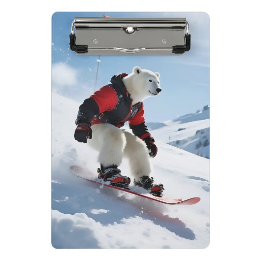 Surrealistisch Polar Beer Snowboarden Winteravontu Mini Klembord (Voorkant)