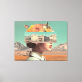 Surrealistisch portret met architecturaal landscha canvas afdruk (Voorkant)