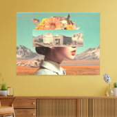 Surrealistisch portret met architecturaal landscha canvas afdruk (Insitu (Woonkamer))