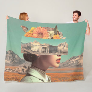 Surrealistisch portret met architecturaal landscha fleece deken