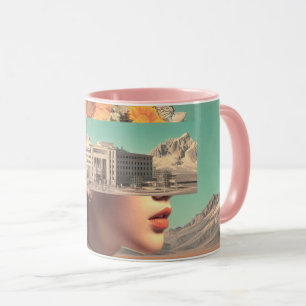 Surrealistisch portret met architecturaal landscha mok