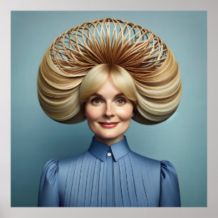 Surrealistisch portret met sculpturaal blond haar poster