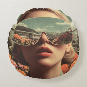 Surrealistisch Portret Met Zonnebril Waar Een Bloe Rond Kussen