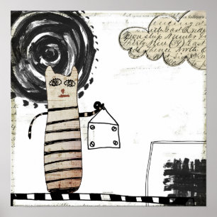 surrealistisch schilderij van de ' zwarte zon ' poster