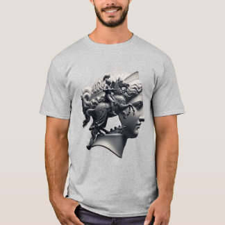 Surrealistisch standbeeld van ridder – Monochrome T-shirt